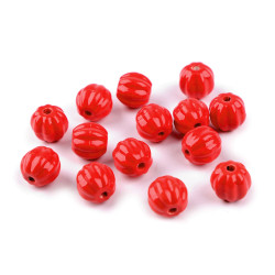 Mărgele de porțelan canelate ø13 mm - Roșu (30 Grame)