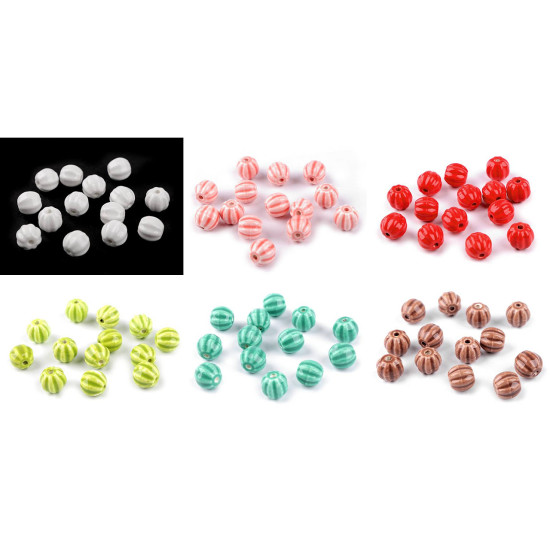 Mărgele de porțelan canelate ø13 mm - Verde pastel (30 Grame) Mărgele de porțelan canelate ø13 mm - Verde pastel (30 Grame)