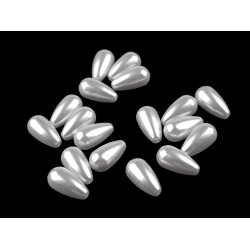 Mărgele din plastic / perle glance 10x20 mm - Alb (100 Grame)
