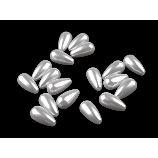 Mărgele din plastic / perle glance 10x20 mm - Alb (60 Grame) Mărgele din plastic / perle glance 10x20 mm - Alb (60 Grame)
