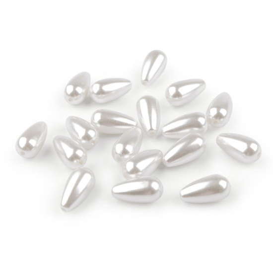 Mărgele din plastic / perle glance 10x20 mm - Alb (60 Grame) Mărgele din plastic / perle glance 10x20 mm - Alb (60 Grame)