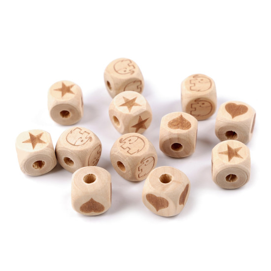Mărgele din lemn cubice elefant, inimă, stea 14x14 mm - Natur (10 Bucăți) Mărgele din lemn cubice elefant, inimă, stea 14x14 mm - Natur (10 Bucăți)