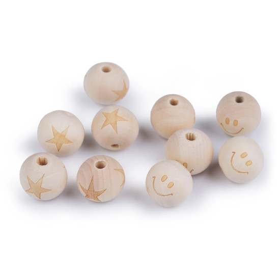 Margele din lemn nelacuit, smiley ø20 mm - Natural deschis (10 Bucăți) Margele din lemn nelacuit, smiley ø20 mm - Natural deschis (10 Bucăți)