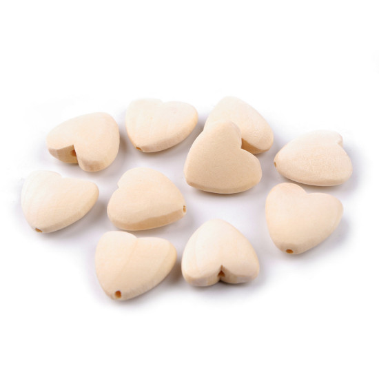 Mărgele din lemn nelacuit inimă ø20 mm - Natural deschis (50 Bucăți) Mărgele din lemn nelacuit inimă ø20 mm - Natural deschis (50 Bucăți)