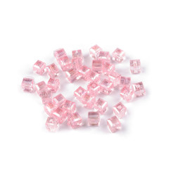 Mărgele din plastic cu efect ab 6x6 mm cub - Roz deschis (10 Grame)