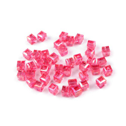 Mărgele din plastic cu efect ab 6x6 mm cub - Roz (10 Grame)