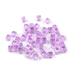 Mărgele din plastic cu efect ab 6x6 mm cub - Mov liliachiu (10 Grame)