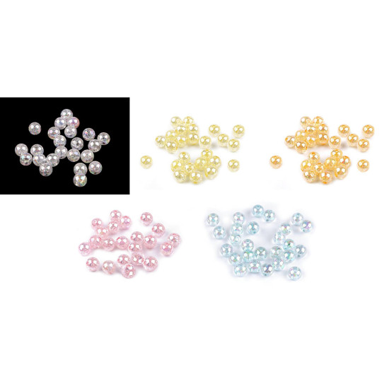 Mărgele din plastic cu efect ab ø8 mm - Bleu gheață (60 Grame) Mărgele din plastic cu efect ab ø8 mm - Bleu gheață (60 Grame)