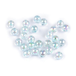 Mărgele din plastic cu efect ab ø8 mm - Bleu gheață (10 Grame)