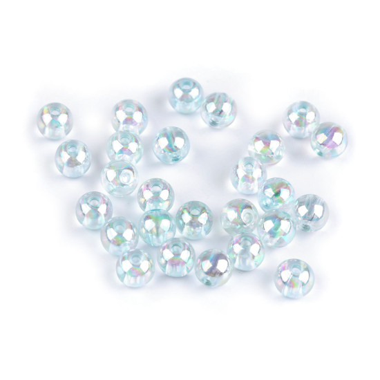 Mărgele din plastic cu efect ab ø8 mm - Bleu gheață (60 Grame) Mărgele din plastic cu efect ab ø8 mm - Bleu gheață (60 Grame)