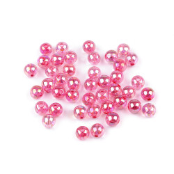Mărgele din plastic curcubeu ø8 mm - Roz (10 Grame)