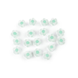 Mărgele din plastic floare  ø13 mm - Verde pastel deschis (10 Grame)