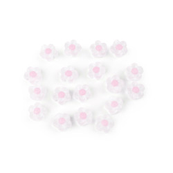 Mărgele din plastic floare  ø13 mm - Roz foarte deschis (10 Grame)