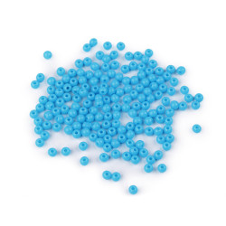 Mărgele din plastic color ø4 mm - Albastru azur (100 Grame)