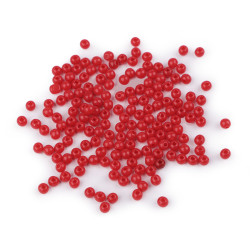 Mărgele din plastic color ø4 mm - Roșu (100 Grame)