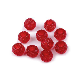 Mărgele din plastic cu orificiu mare 8x12 mm - Roșu închis (10 Bucăți)