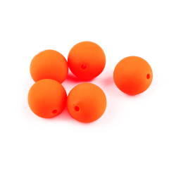 Margele din plastic mat, suprafata cauciucata ø16 mm - Portocaliu neon (100 Bucăți)