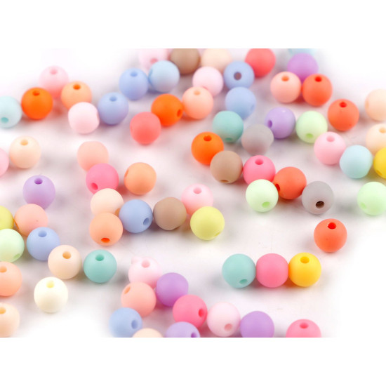 Margele din plastic mat, suprafata cauciucata ø6 mm - Mix (20 Grame) Margele din plastic mat, suprafata cauciucata ø6 mm - Mix (20 Grame)