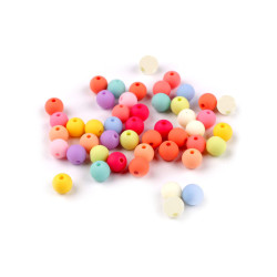 Margele din plastic mat, suprafata cauciucata ø8 mm - Mix (100 Grame)