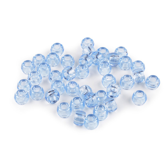 Mărgele din plastic cu gaură mare 9x6 mm - Albastru deschis (20 Grame) Mărgele din plastic cu gaură mare 9x6 mm - Albastru deschis (20 Grame)