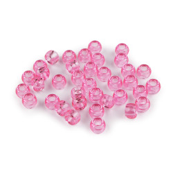 Mărgele din plastic cu gaură mare 9x6 mm - Roz (20 Grame)