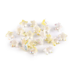 Mărgele din plastic cu efect ab floare / clopoțel / fustă 12x16 mm - Galben deschis (20 Bucăți)
