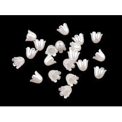Margele plastic clopot / fusta 9x11 mm - Alb sidefat (20 Bucăți)