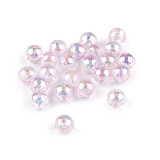 Mărgele din plastic cu efect ab ø10 mm - Transparent (500 Grame)