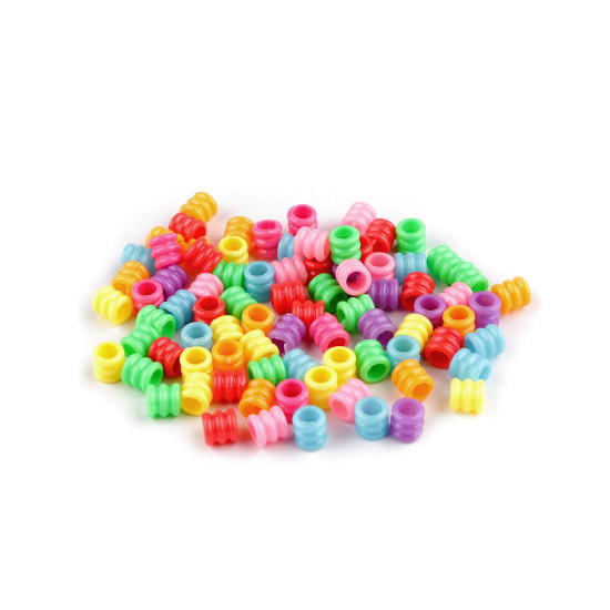 Mărgele din plastic cu gaură mare 7x7 mm - Mix (10 Grame) Mărgele din plastic cu gaură mare 7x7 mm - Mix (10 Grame)