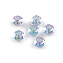 Mărgele din plastic cu orificiu mare ø13 mm cu efect ab - Albastru deschis (30 Bucăți)