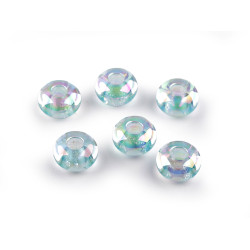 Mărgele din plastic cu orificiu mare ø13 mm cu efect ab - Verde mentă (30 Bucăți)