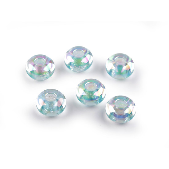 Mărgele din plastic cu orificiu mare ø13 mm cu efect ab - Albastru deschis (6 Bucăți) Mărgele din plastic cu orificiu mare ø13 mm cu efect ab - Albastru deschis (6 Bucăți)