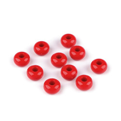 Mărgele decorative din plastic cu gaură mare ø15 mm - Roșu (10 Bucăți)