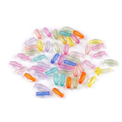 Mărgele transparente din plastic, ovale 6x12 mm - Mix (100 Grame)