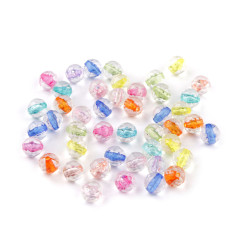Mărgele din plastic, plate, transparente, ø6 mm, 8 mm - Mix (100 Grame)