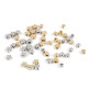 Mărgele de plastic mini steluțe, inimioare, cuburi metalice - Auriu deschis (60 Grame) Mărgele de plastic mini steluțe, inimioare, cuburi metalice - Auriu deschis (60 Grame)