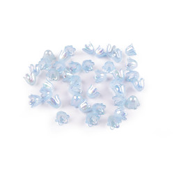 Mărgele clopoțel/fustă din plastic cu efect ab 9x11 mm - Bleu nu-mă-uita (10 Grame)