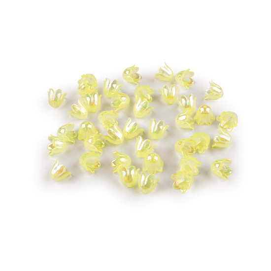 Mărgele clopoțel/fustă din plastic cu efect ab 9x11 mm - Galben deschis (500 Grame) Mărgele clopoțel/fustă din plastic cu efect ab 9x11 mm - Galben deschis (500 Grame)