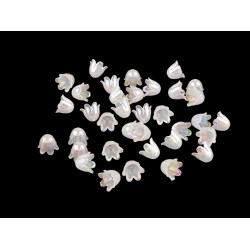 Mărgele clopoțel/fustă din plastic cu efect ab 9x11 mm - Crem deschis (10 Grame)