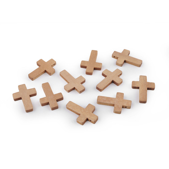 Pandantiv cruce din lemn 23x33 mm - Maro (100 Bucăți) Pandantiv cruce din lemn 23x33 mm - Maro (100 Bucăți)
