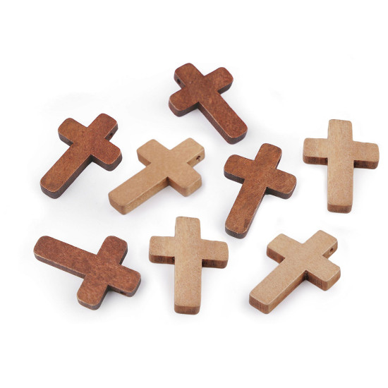 Pandantiv cruce din lemn 23x33 mm - Maro (100 Bucăți) Pandantiv cruce din lemn 23x33 mm - Maro (100 Bucăți)