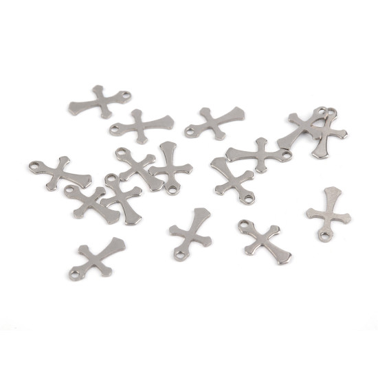 Pandantiv cruce 9x13 mm - Platinum (15 Bucăți)