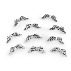 Piesa decorativa aripi de inger 12x29 mm - Platinum (10 Bucăți)
