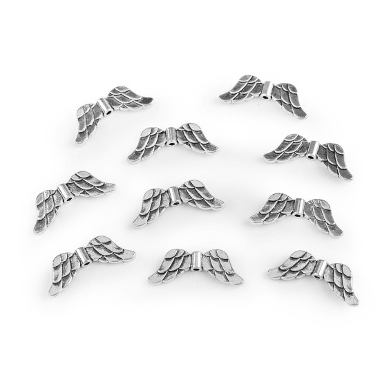 Piesa decorativa aripi de inger 12x29 mm - Platinum (10 Bucăți) Piesa decorativa aripi de inger 12x29 mm - Platinum (10 Bucăți)