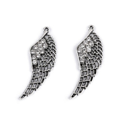Pandantiv aripa cu strasuri 17x48 mm - Platinum (2 Bucăți)