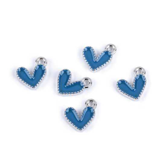 Mini pandantiv inimă 10x10 mm - Albastru delta (5 Bucăți)
