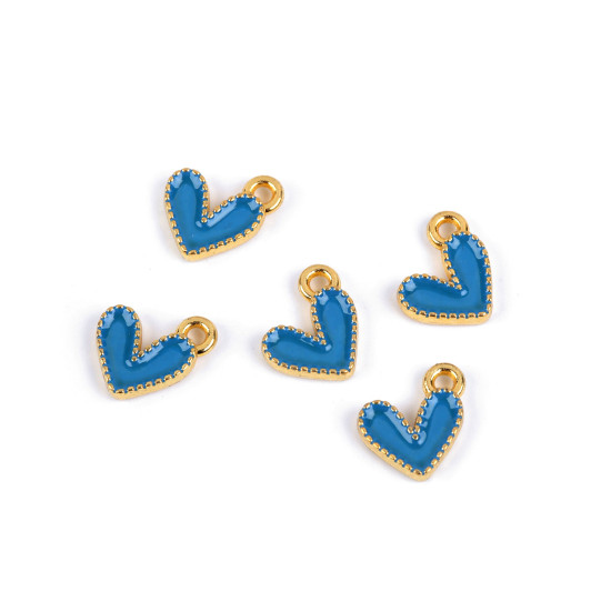 Mini pandantiv inimă 10x10 mm - Albastru delta (5 Bucăți)