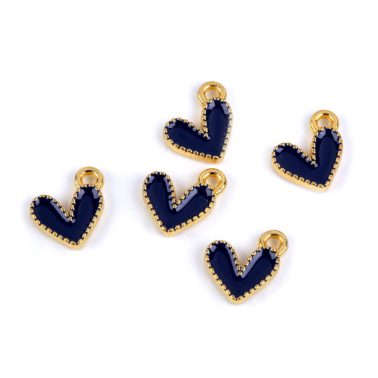 Mini pandantiv inimă 10x10 mm - Albastru delta (5 Bucăți)