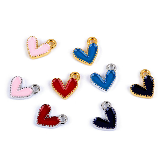 Mini pandantiv inimă 10x10 mm - Albastru delta (5 Bucăți)
