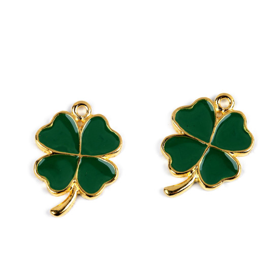 Pandantiv trifoi cu patru foi 17x23 mm - Verde (2 Bucăți) Pandantiv trifoi cu patru foi 17x23 mm - Verde (2 Bucăți)